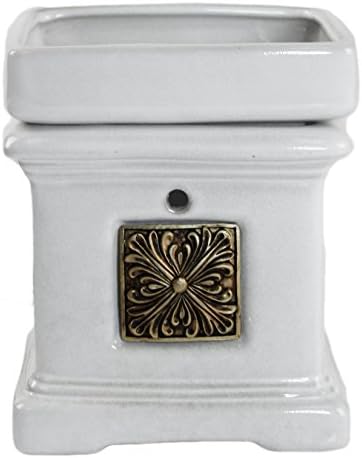 Langley Empire Candle Romanesque Warmers, Square Emblem, White