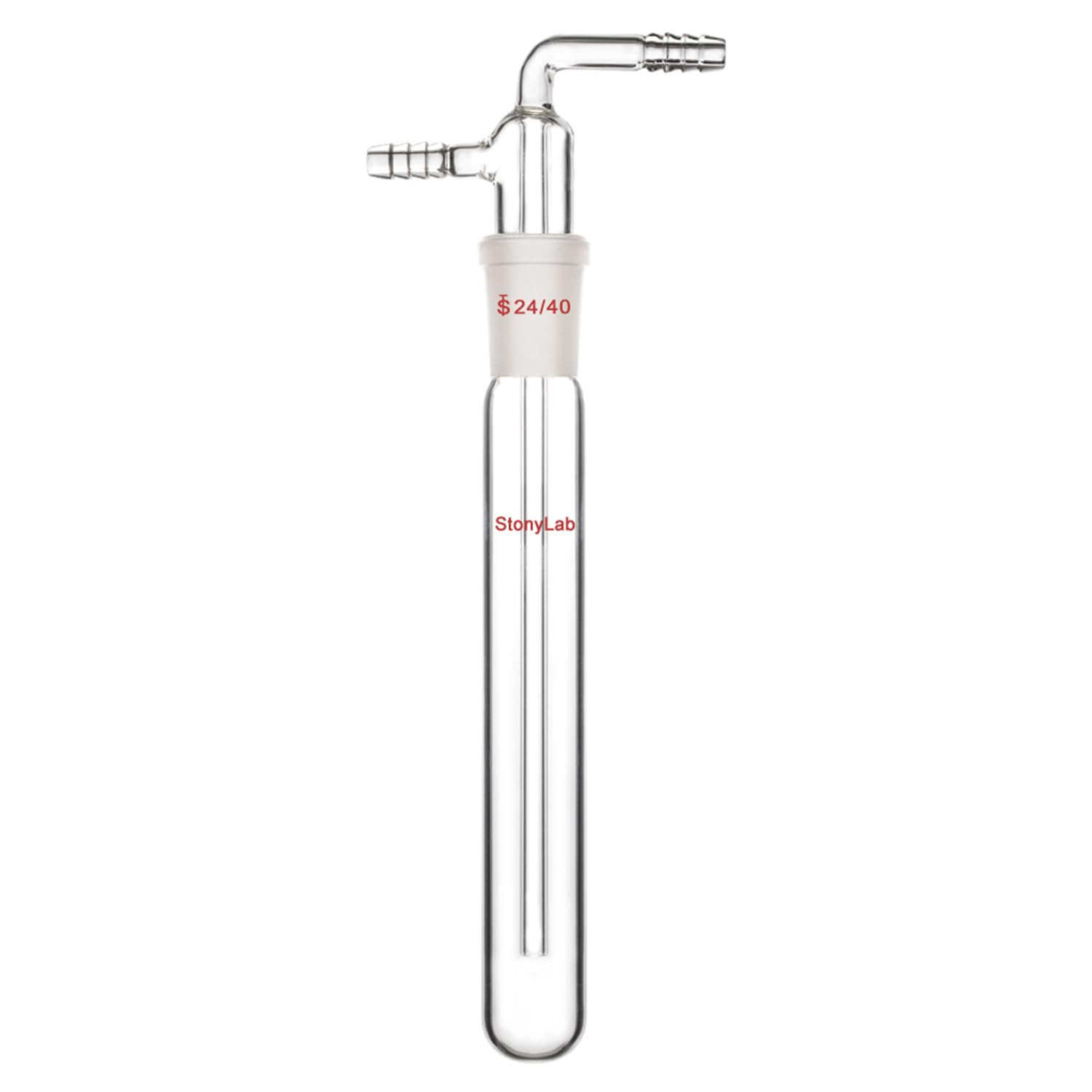 stonylab Glass Vacuum Cold Trap Bubbler with 10mm Serrated Hose, Borosilicate Glass Lab Vacuum Traps with 24/40 Standard Joint, 200mm in Length — image 1
