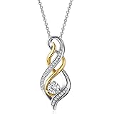 Caperci Diamond Accent "MOM" Flame Twist Pendant Necklace in Sterling Silver and Gold Plated