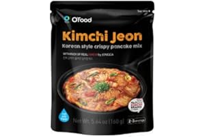 O'Food Kimchi Jeon Korean Pancake Waffle Mix with Pack of Real Jongga Kimchi, 2-3 Servings, 160g (5.64oz)