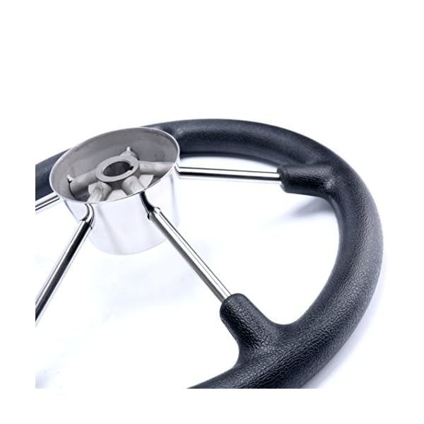 Amarine-made-13-12-Inch-Boat-Marine-5-Spoke-Destroyer-Steering-Wheel-with-Black-Foam-Grip