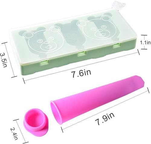 Ice Lolly Moulds Silicone, Peicci Reusable DIY Frozen Ice Cream Mould with Dust Cover and 3 pcs Popsicle Moulds, BPA Free