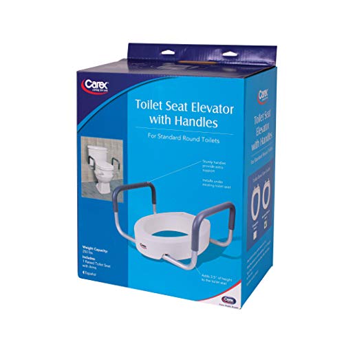 Carex 3.5 Inch Raised Toilet Seat with Arms For Round Toilets