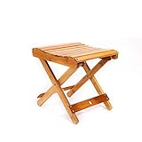 ZXY Natural Bamboo Portable Folding Stool, Indoor Outdoor Folding Stool for Shaving Shower Foot Rest Fully Assembled