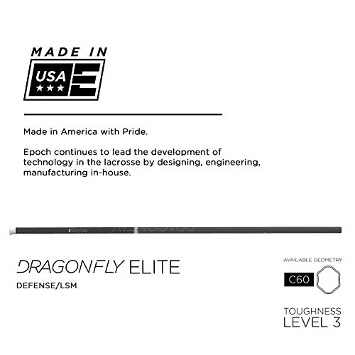 Epoch Dragonfly Elite Defense/LSM Lacrosse Shaft Mid-Flex iQ8 Concave Carbon Black