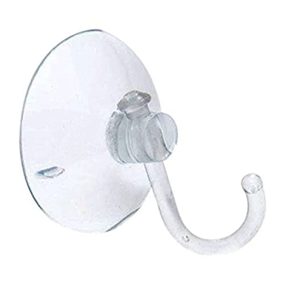 Merriway BH04114 (6 Pcs) Clear Plastic Suction Hook with Plastic Hook, 35 mm, 1.3/8 inch Diameter - Pack of 6 Pieces