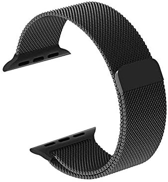 Smartwatch Bands for Apple Watch Series 4/3/2/1, Milanese Loop Band Stainless Steel with Adjustable Magnetic Closure Replacement Sport Bands Compatible with iWatch (Black,42mm/44mm) …