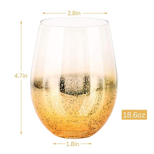 AGGF Glas, 18,6 Unzen Cocktailgläser 4er-Set Biergläser Golden Shiny Trinkgläser Getränkebecher für Wassersaft – Bild 3