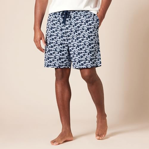 AMAZON ESSENTIALS MEN’S COTTON POPLIN PAJAMA SHORTS – DISCONTINUED COLORS, PACK OF 2, DUSTY BLUE/ZEBRA, 4X-LARGE BIG TALL