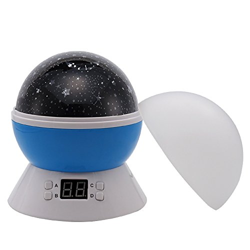 MOKOQI Modern Rotating Moon Sky Projection LED Night Lights Toys Table Lamps with Timer shut off & Color Changing For Baby Girls Boys Bedroom Decorative Lights Gift Baby Nursery Lights(Blue)