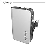 myCharge Portable Charger Power Bank - HubPlus 6700 mAh External Battery Pack | Wall Charger Foldable Plug | Built in Cables (Apple iPhone Charger Lightning Cable and Android Samsung Micro USB Cable