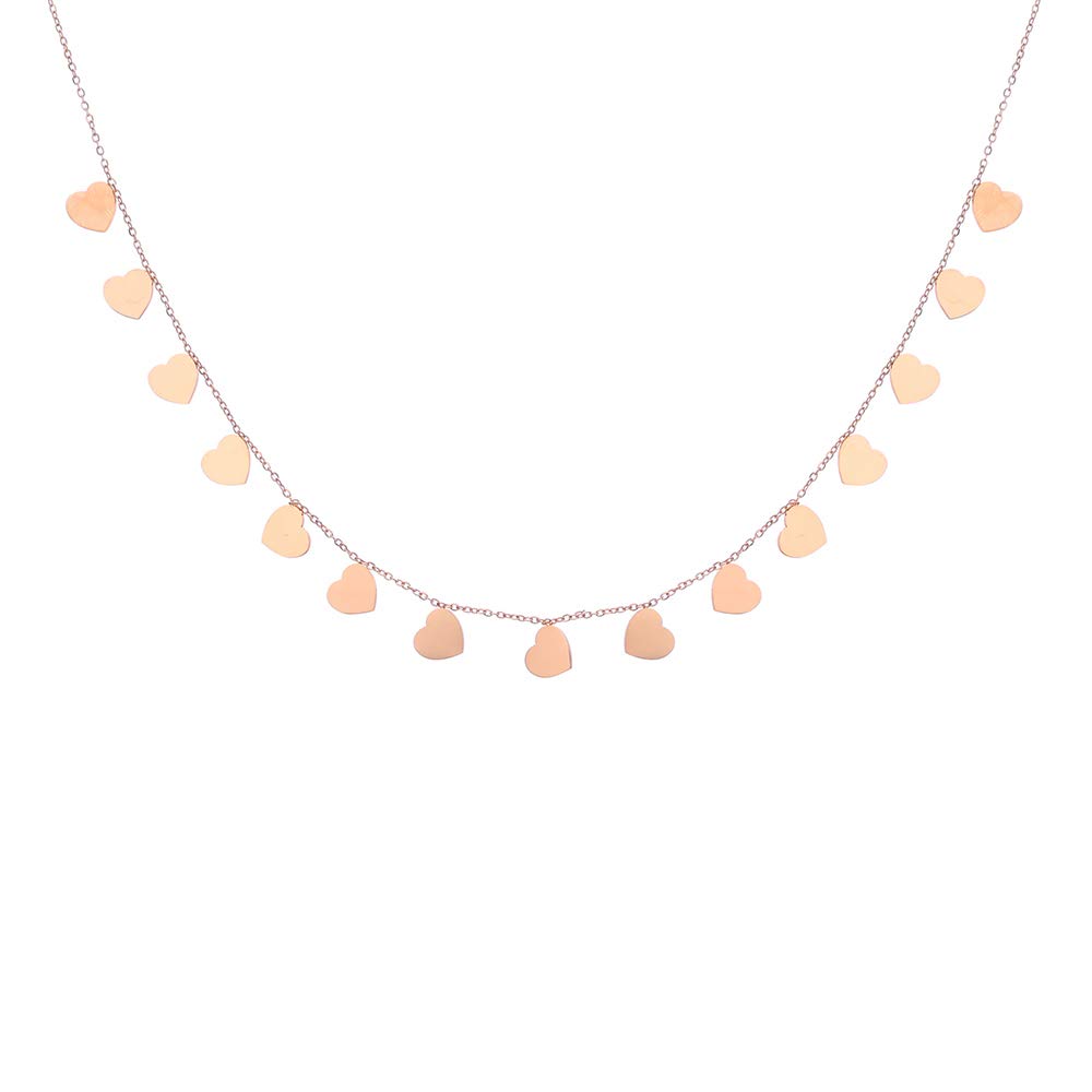 PengJin- Necklace Multi Love Pendant Glossy/with Cubic Zirconia Crystal Rose Gold Silver Clavicle Chain Mini Fashion Jewelry for Women/Girl’s Valentine's Day Gifts