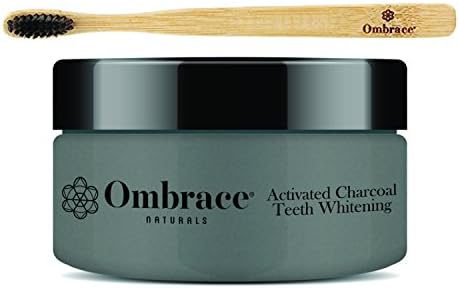 Activated Charcoal Teeth Whitening All Natural Powder Kit 2 Oz With Complimentary Bamboo Brush | Remove Stains, Polish &amp; Whiten Teeth, Enhance Gum Health, Refresh Breath &amp; Protect The Enamel Ombrace