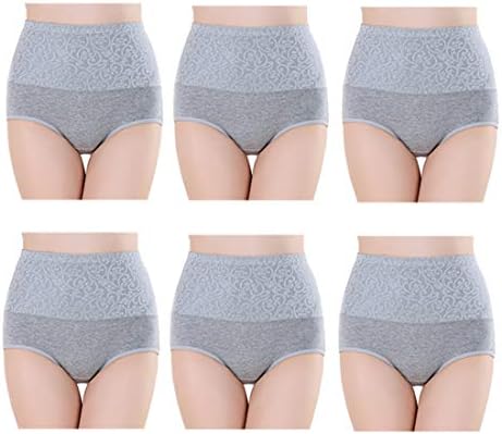 Fulyou Women's Briefs Underwear Tummy Control Cotton Panties High Waist Solid Color Ladies Soft Stretch Underpants 6 Pack