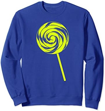 Unisex Retro Lollipop - Neon Yellow Design - Pullover Sweatshirt Large Royal Blue