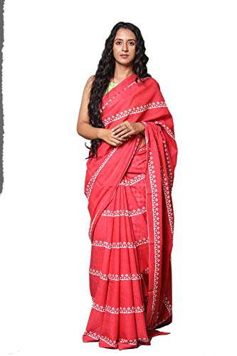Hand Block Printed Cotton Mulmul Saree with unstitched Blouse (Jaipuri Print)