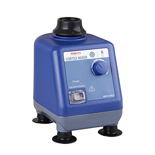 Four E's Scientific Laboratory Vortex Mixer Speed 0-3000rpm, Orbital Diameter 6mm, 50/60Hz, Touch and Continuous Modes, Mix 50ml containers Within 3 Seconds - Benchtop for Clinic Classroom Lab