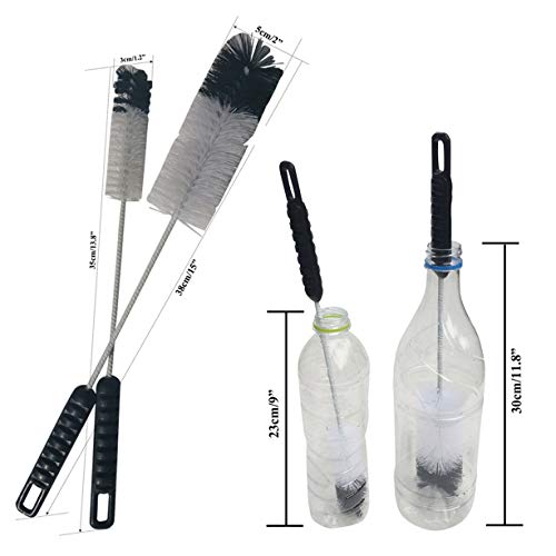 NewFerU Wire Bottle Cleaning Brush Set Small Large Thin Long Handle Utility Cleaner Bendable Flexible for Narrow Neck Skinny Spaces of Water Beer Wine Baby Bottles,Pipe,Tube,Flask,Decanter,Straw (4)