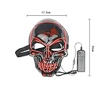 KiraKira Máscara LED Halloween, Halloween LED Máscaras Adultos LED Mask para la Fiesta de Disfraces, Máscara Disfraz Luminosa Craneo Esqueleto (red01) 12 KiraKira Máscara LED Halloween, Halloween LED Máscaras Adultos LED Mask para la Fiesta de Disfraces, Máscara Disfraz Luminosa Craneo Esqueleto (red01)