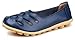 Kunsto Women's Leather Loafer Shoes Slip On US Size 9 Blue-Hollow Out