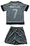 2015/2016 REAL MADRID CF GRAY AWAY CRISTIANO RONALDO 7 FOOTBALL SOCCER KIDS JERSEY AND SHORT (8-9 YEARS)