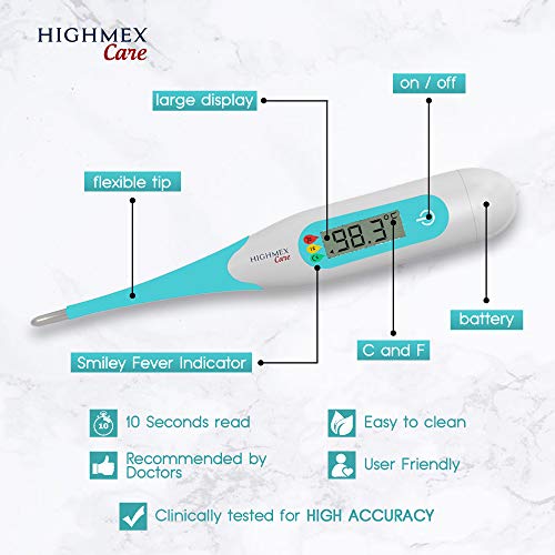 Digital Medical Thermometer for Fever - Oral Rectal Axillary Armpit Underarm Body Temperature Clinical Detecting Fever in Infants, Babies, Children, Adults and Pets - Thumbnail 2