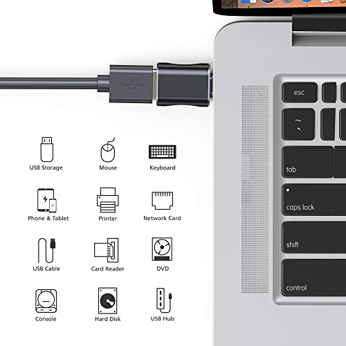 Type-C to USB adapter, USB C to USB 3.0 adapter, aluminum alloy Type C adapter, supports up to 5G data transmission, suitable for MacBook Air 2020, MacBook Pro 2020, iMac 2021, iPad Pro 2021