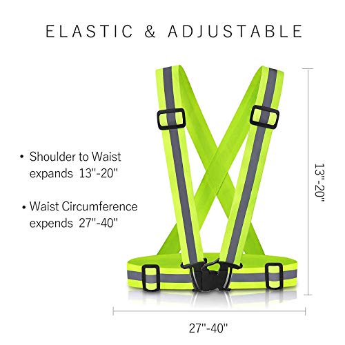 Reflective Vest, 2 Pack Safety Reflective Running Vests with 4 Safety Reflector Band Tape, Adjustable Reflective Safety Vests for Night Running Walking Cycling Motorcycle Jogging Working