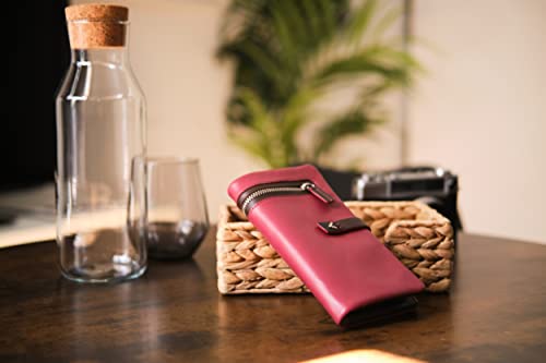 Lavalen® Women's Leather Wallets – Large Women's Wallet with RFID – Genuine Leather Card Holder – Removable Red Purse – Handmade Wallet – Modern Gift.