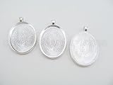 10 CleverDelights Oval Pendant Trays - Shimmering Silver Color - 30 x 40 mm - Pendant Blanks Cameo Bezel Cabochon Settings - 30x40mm