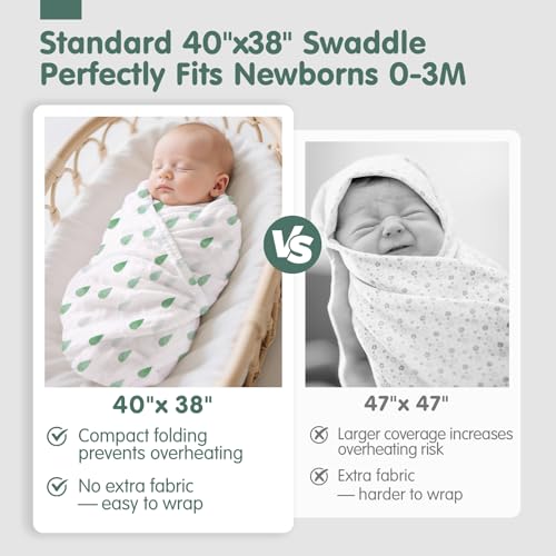 hahaland 100% Natural Bamboo Muslin Baby Blanket Set with 1 Piece 120 x 120 cm and 2 Pieces 100 x 95 cm – Soft and Absorbent Swaddle for Babies