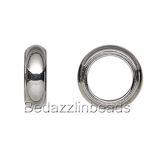 10 Surgical Stainless Steel Silver Rondelle European Spacer Beads w/ Big Hole