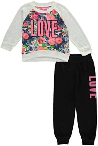 Girls Luv Pink Little Girls' "Floral Love" 2-Piece Outfit - white, 4