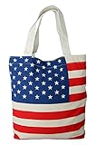 JPNK Reusable Eco-friendly American Flag Design Easy Fold Shopping Tote Bag