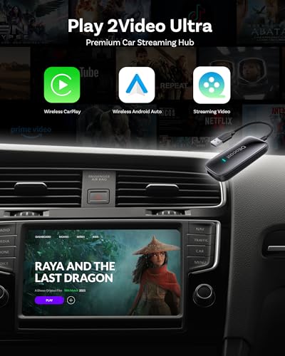 OTTOCAST Play2Video Ultra Adaptador Inalámbrico CarPlay y Android Auto, Convierte CarPlay/Android Auto con Cable a Inalámbrico, Conexión Automática, 5GHz WiFi, Plug & Play para Autos con Sistema OEM