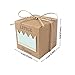 AerWo 50pcs Little Prince Baby Shower Favor Boxes + 50pcs Twine Bow, Rustic Kraft Paper Candy Bag Gift Box for Baby Shower Party Supplies Cute 1st Birthday Boy Decoration, Blue