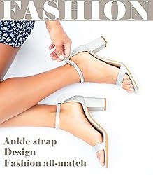 Ankis Silver Heels for Women Chunky - Open Toe