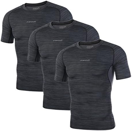 Eyark Men's 3 Pack Short Sleeve T-Shirt Cool Dry Athletic Compression Shirt Size M US