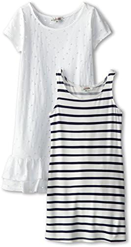Junior Gaultier Baby Girl's Striped Tank Dress with Pierced Overlay Dress (Toddler/Little Kid) Ecru Dress