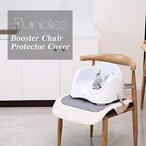 Funbliss Extra Large Booster Chair Protector Cover，Dining Chair Seat Cover for Booster Seat，Non-Slip PVC Backing， Upgrade 600D Waterproof Material ，Easy to Wipe Clean(Black+Grey） - Thumbnail 6