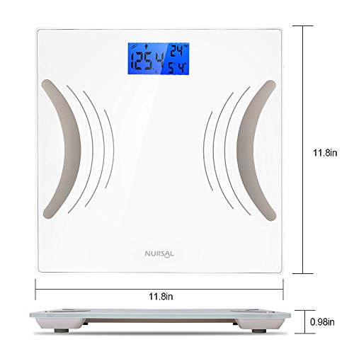 NURSAL Bluetooth Body Fat Scale, Digital Smart Scale for Body Weight, Fat Rate, Water Content, Muscle Mass, BMI, BMR, Bone Mass and Calories, Body Composition Analyzer with Smartphone App, White - Thumbnail 7