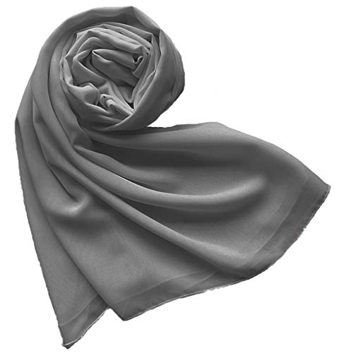 Baoqiya Women's Scarf Shawls and Wraps for Evening Dress Chiffon Shawl Soft Elegant Silky Pashmina Wedding Bridal Scarves(Dark grey, 79"×19") - Thumbnail 7