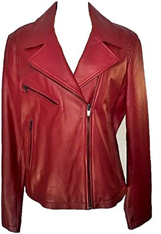 Wilsons Leather Womens Polished Classic Leather Cycle Jacket XL Burggundy