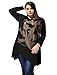 Alya Ladies Asymmetric Hem Skull Print Plus Size Blouse T-Shirt Black 2X