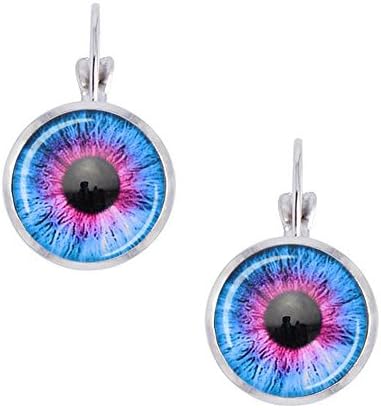 Luck Wang Women's New Fashion Uunique Color Eyes Round Glass Earrings