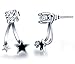 Infinite U 925 Sterling Silver Cubic Zirconia Jackets Earrings Women's Black Star Studs