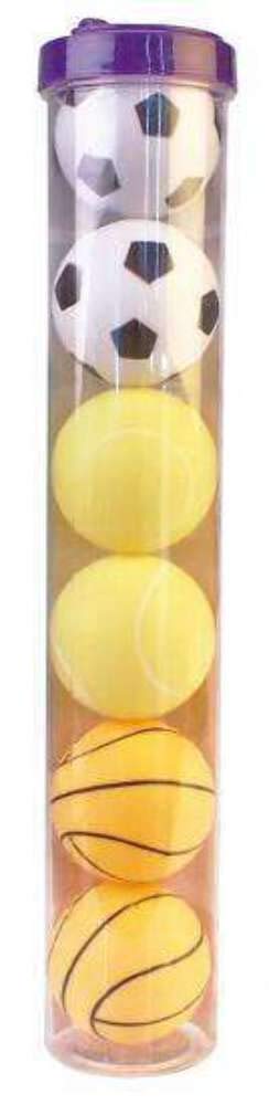 Schreuders Sport Get and Go 6 Pc Table Tennis Balls with Print In Tubes - White/Orange/Yellow, One Size
