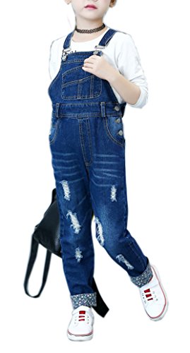 UPC 630420116403, Sitmptol Big Girl&#39;s Distressed Ripped Denim Bib Jumpsuit Boyfriend Jeans Romper Dark Blue