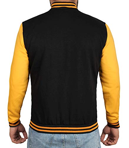 Yellow and Black Mens Baseball Jacket | S