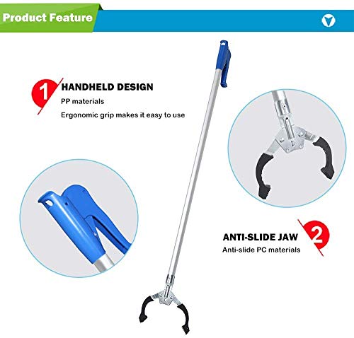 KONKY Aluminium Greifer Handgreifer Home Müllzange Reacher Pick Up Stick Greifarm, 37-Zoll Lange Arm Greifzange… – Bild 3